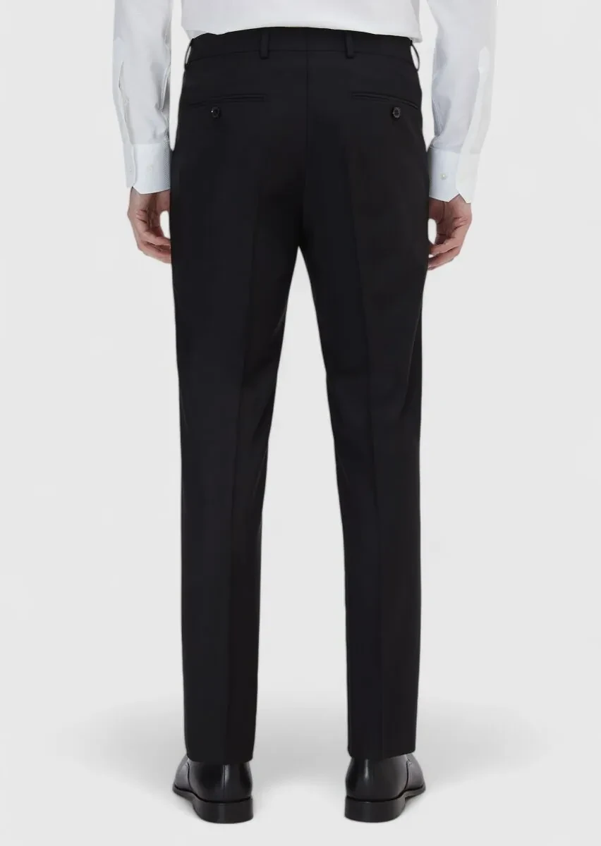 Black Material Modern Fit Classical Wool Blended Trousers - 5