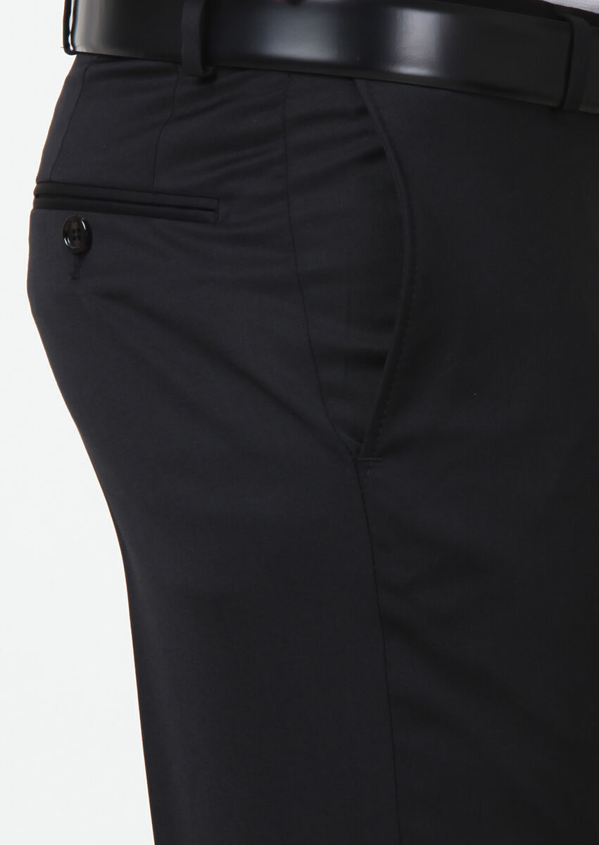 Black Material Regular Fit Classical 100% Wool Trousers - 3