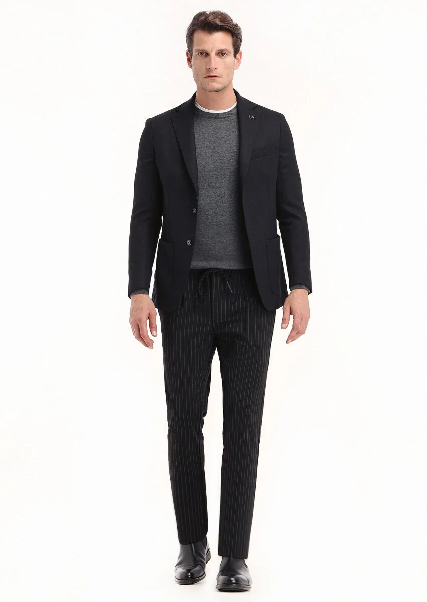 Black Micro Comfort Fit 100% Wool Jacket - 1