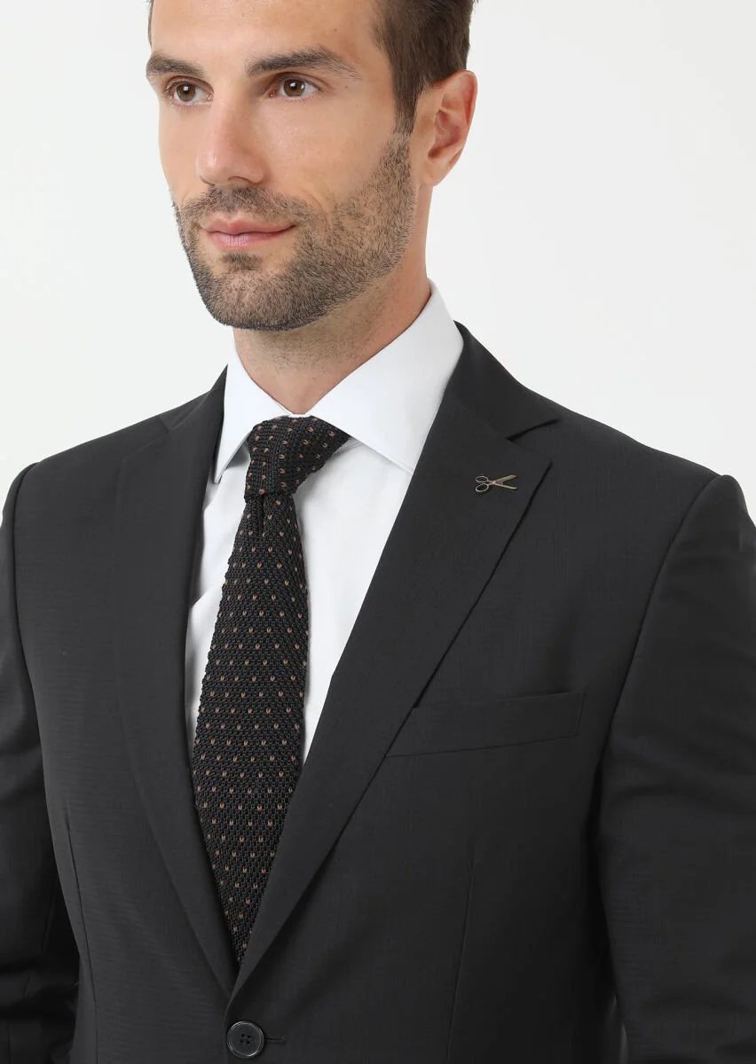 Black Micro Modern Fit 100% Wool Suit - 3