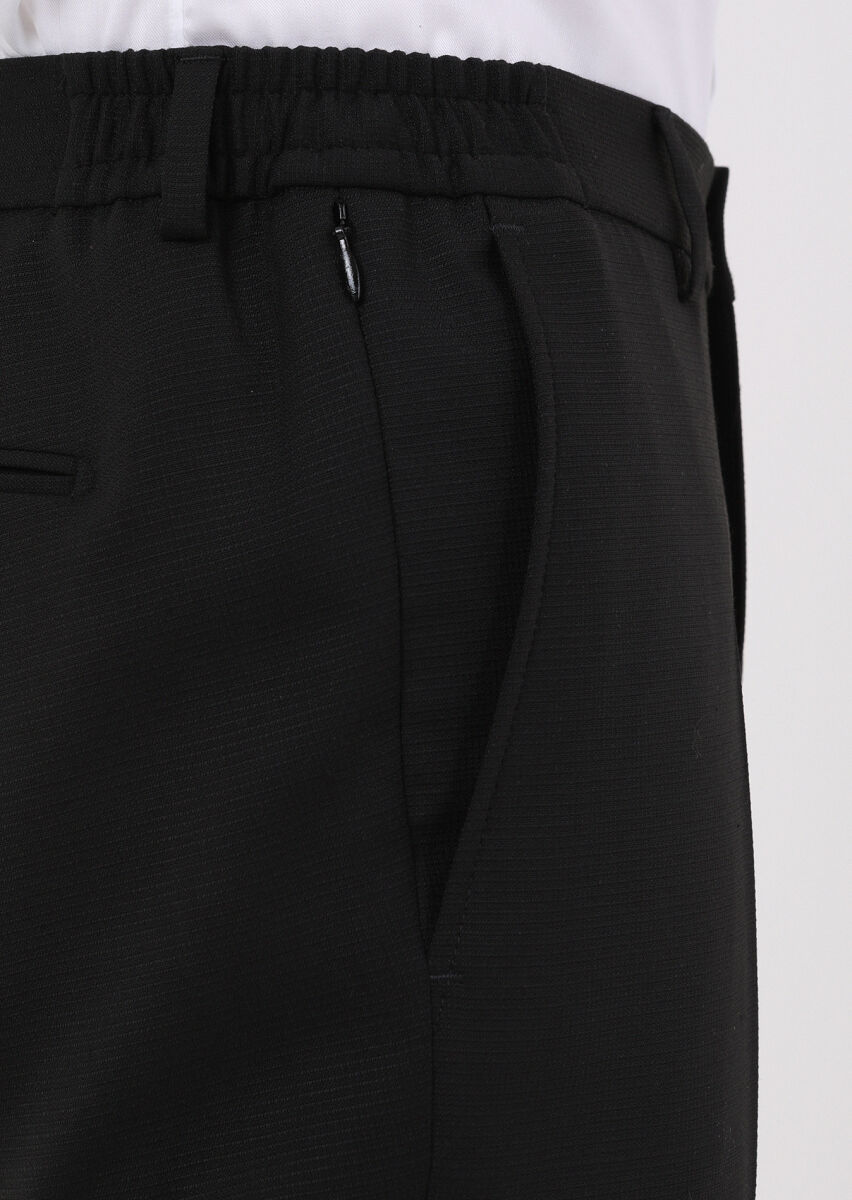 Black Micro Modern Fit Wool Blended Suit - 6