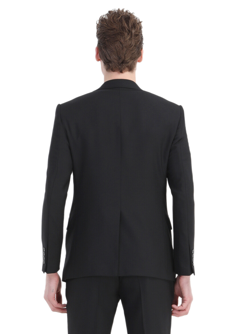 Black Micro Modern Fit Wool Blended Suit - 8