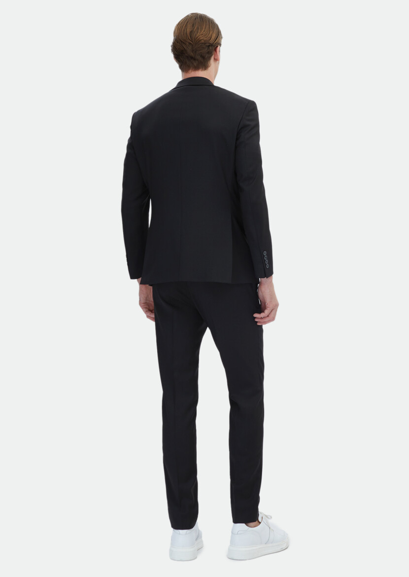 Black Micro Modern Fit Wool Blended Suit 