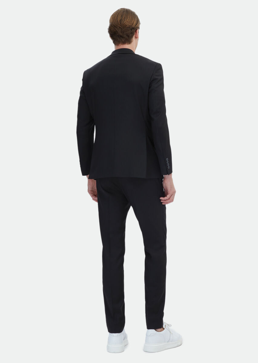 Black Micro Modern Fit Wool Blended Suit - 8