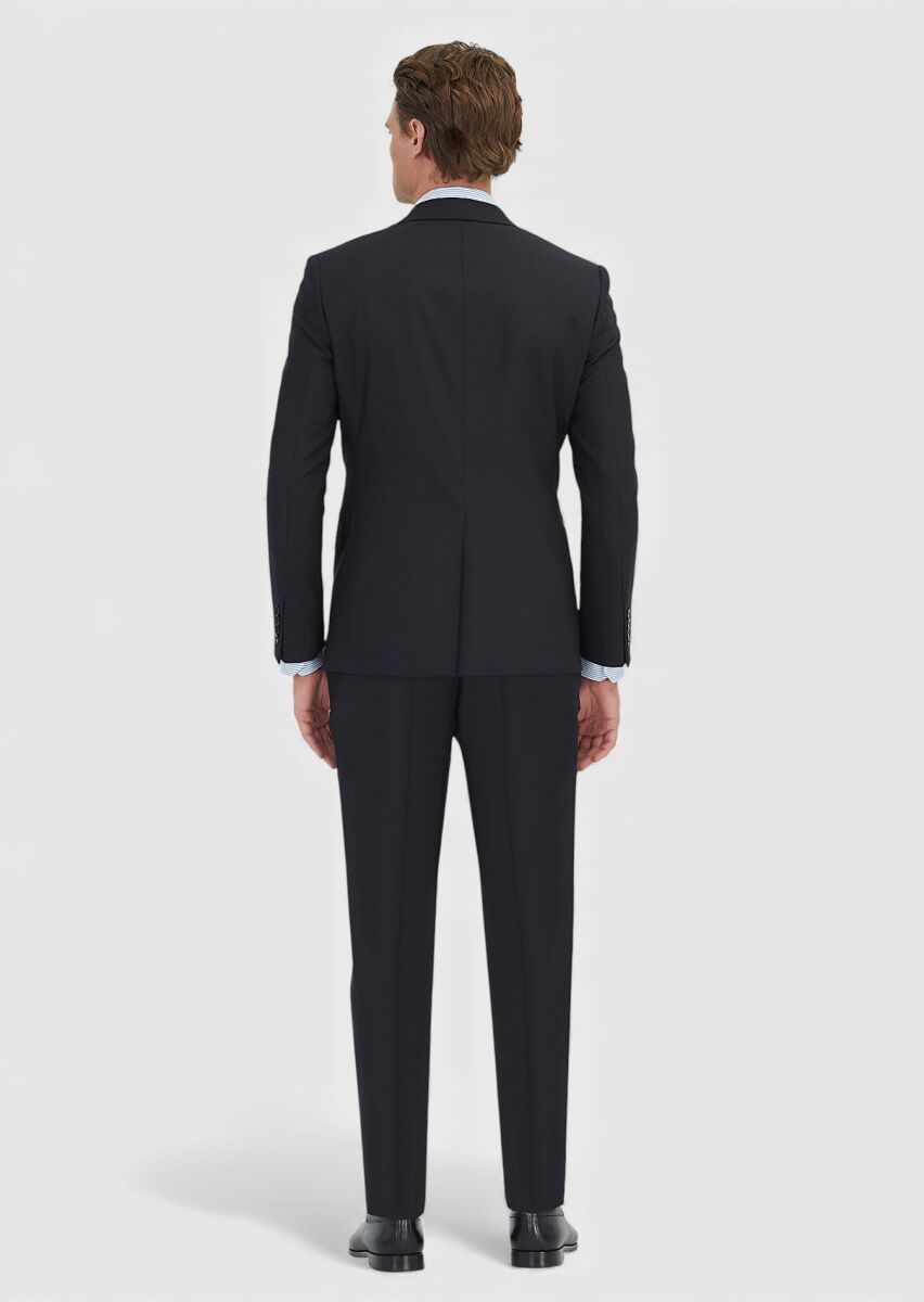 Black Micro Modern Fit Wool Blended Suit - 6