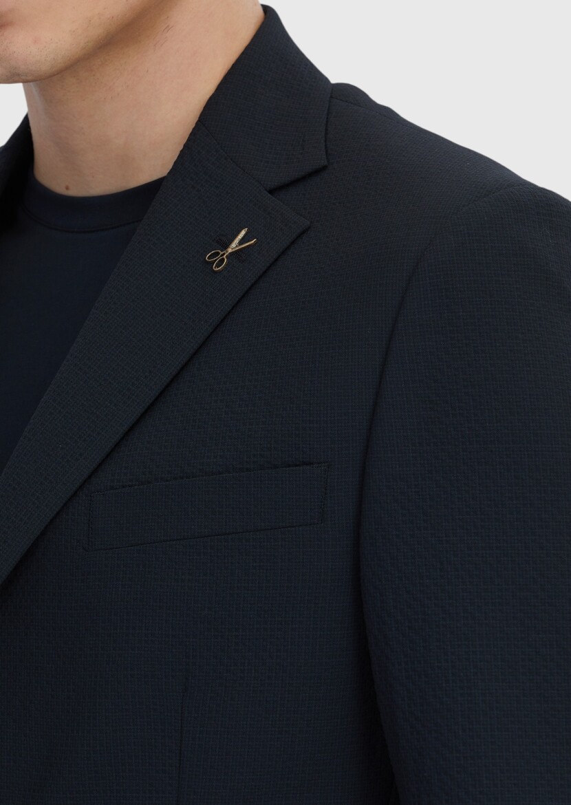 Black Micro Modern Fit Wool Blended Suit - 4