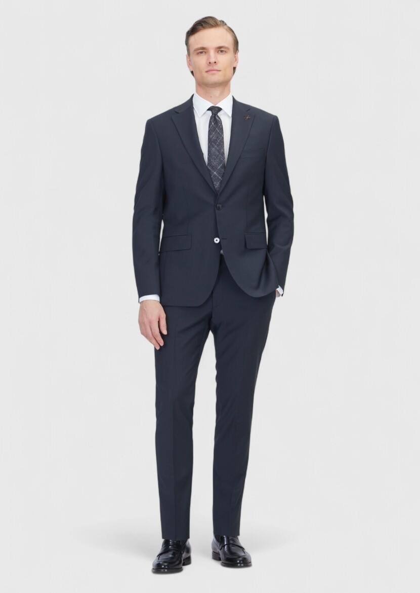 Black Micro Modern Fit Wool Blended Suit - RAMSEY