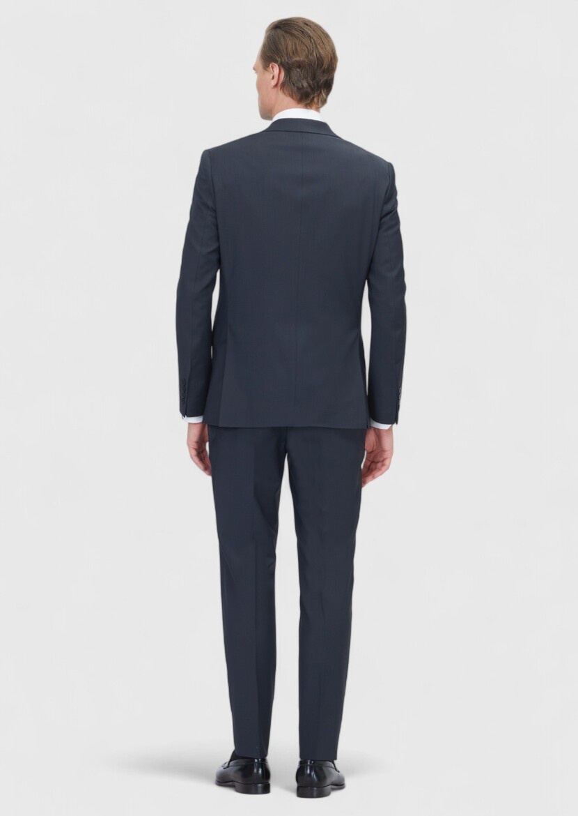 Black Micro Modern Fit Wool Blended Suit - 6