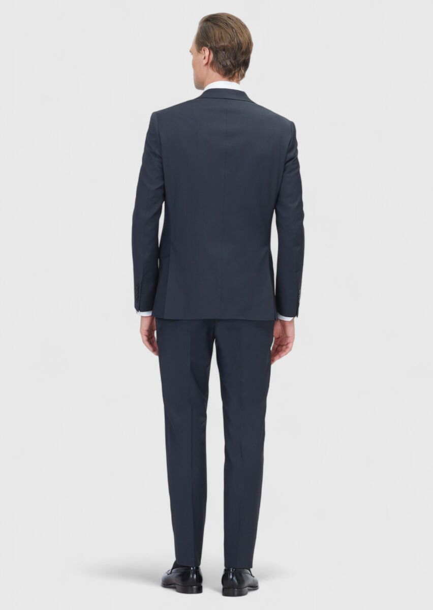 Black Micro Modern Fit Wool Blended Suit - 6