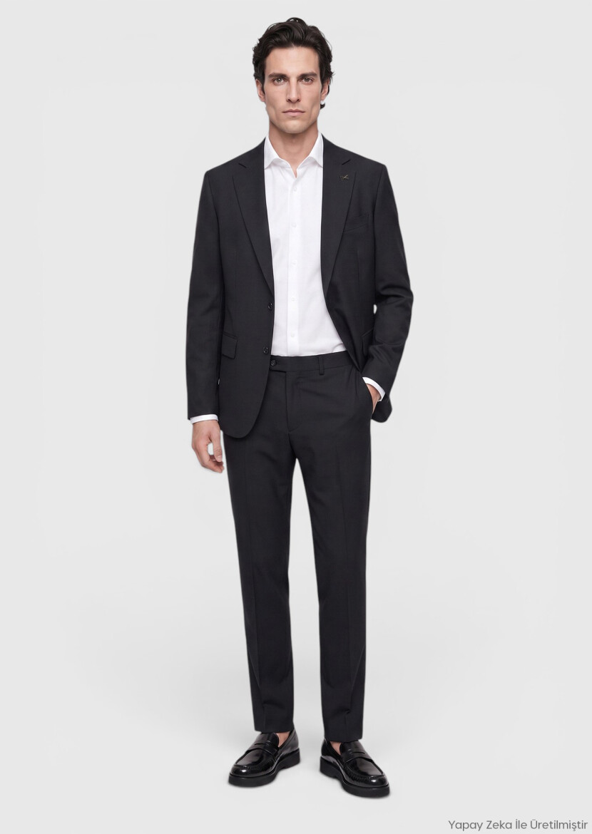 Black Micro Modern Fit Wool Blended Suit - RAMSEY