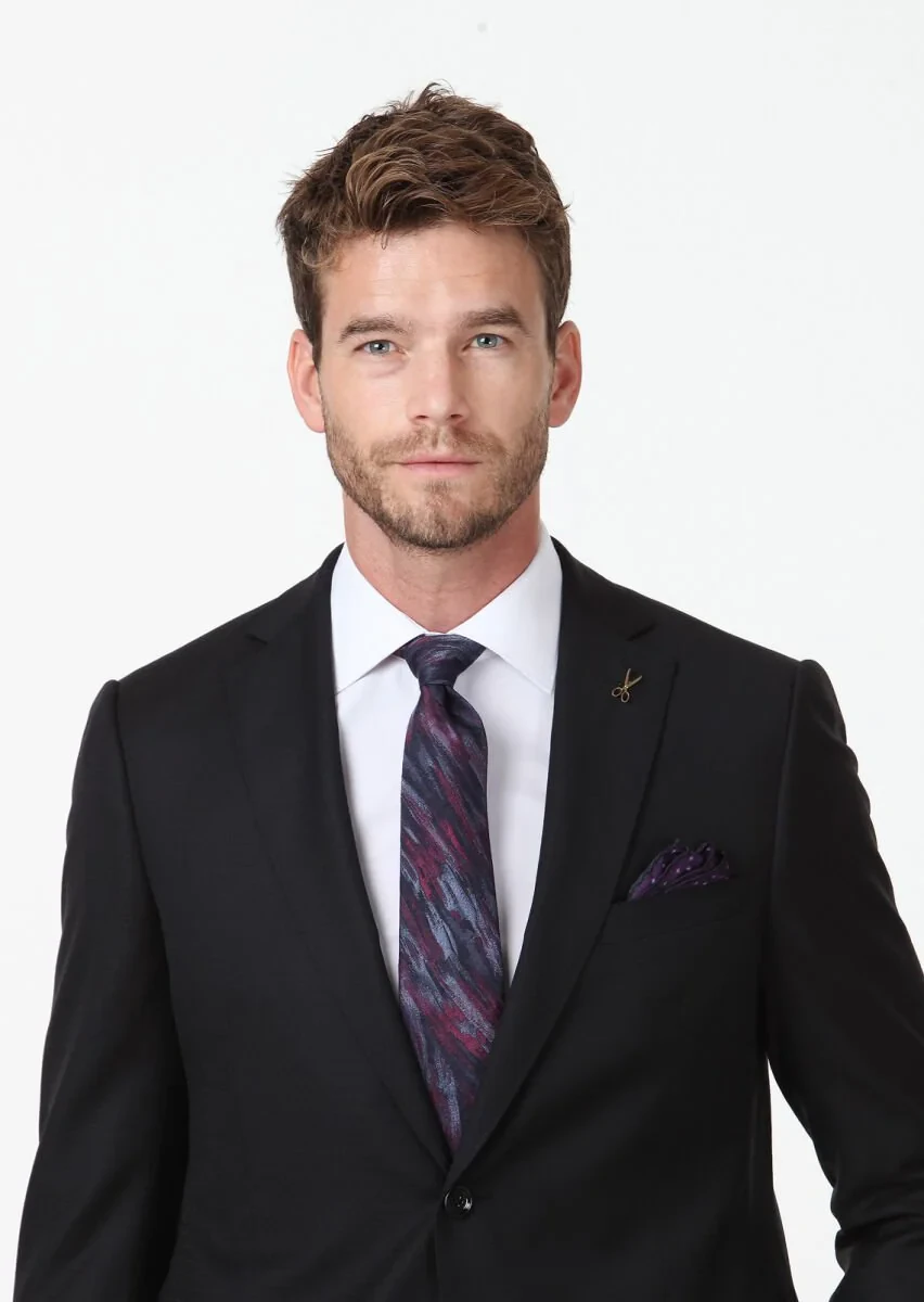 Black Micro Regular Fit 100% Wool Suit - 3