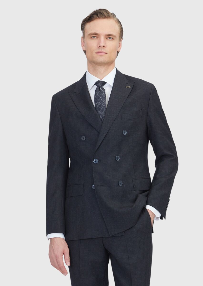 Black Micro Zeroweight Slim Fit Wool Blended Suit - 1