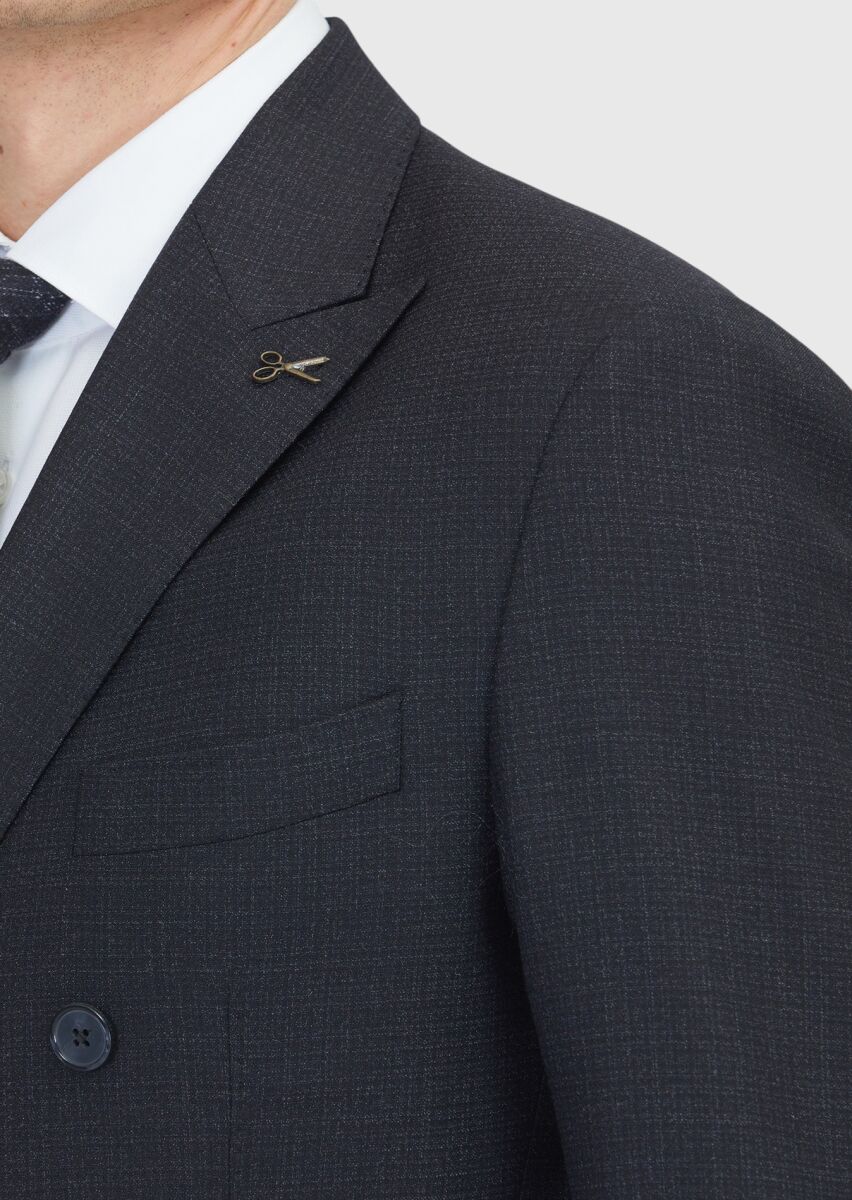 Black Micro Zeroweight Slim Fit Wool Blended Suit - 5