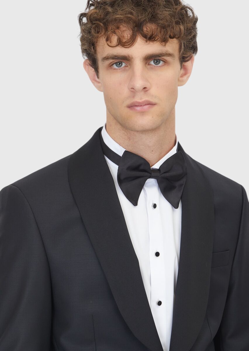 Black Modern Fit Weaving Tuxedo - 3
