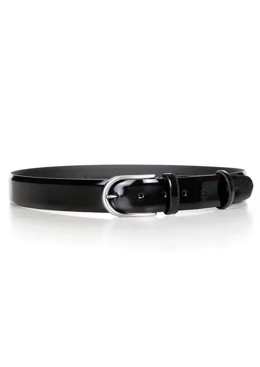 Black Patent Leather Belt - 1