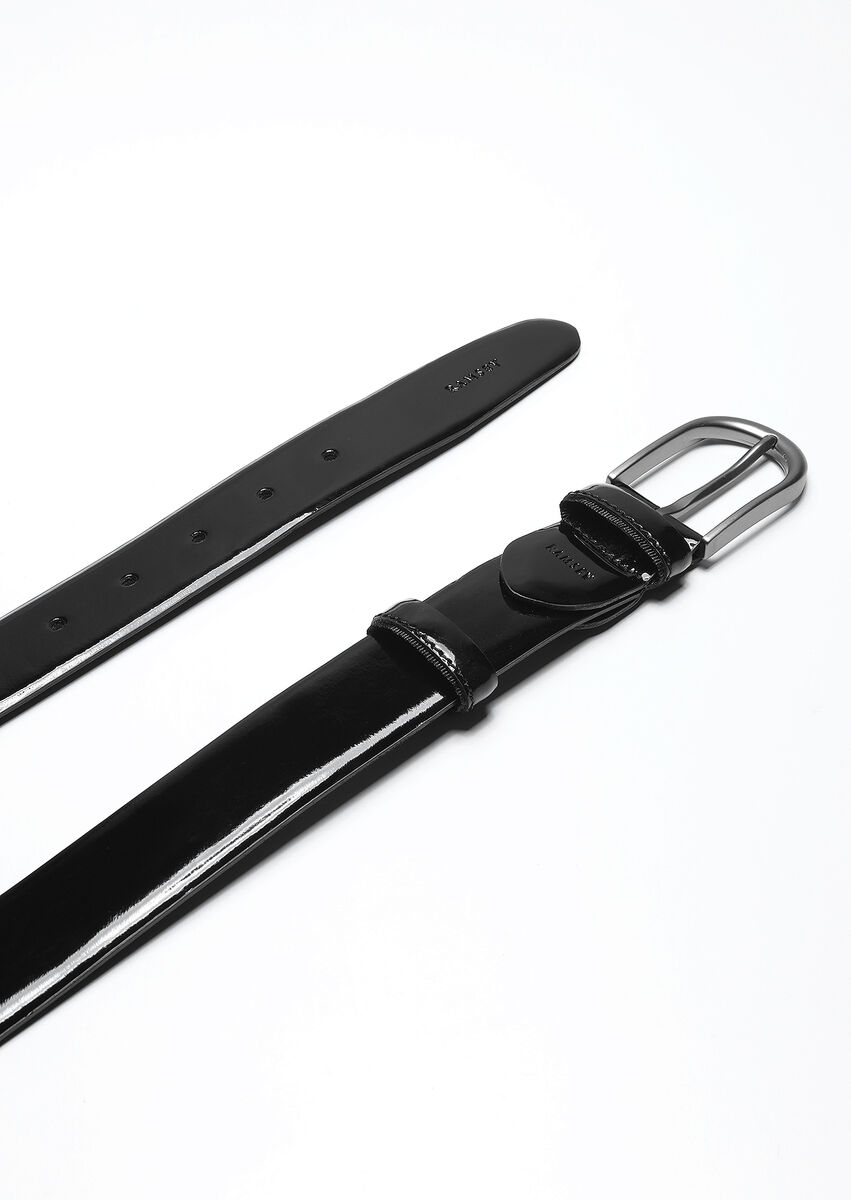 Black Patent Leather Belt - 1