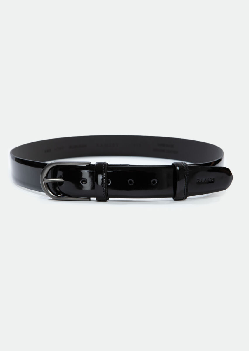 Black Patent Leather Belt - 1