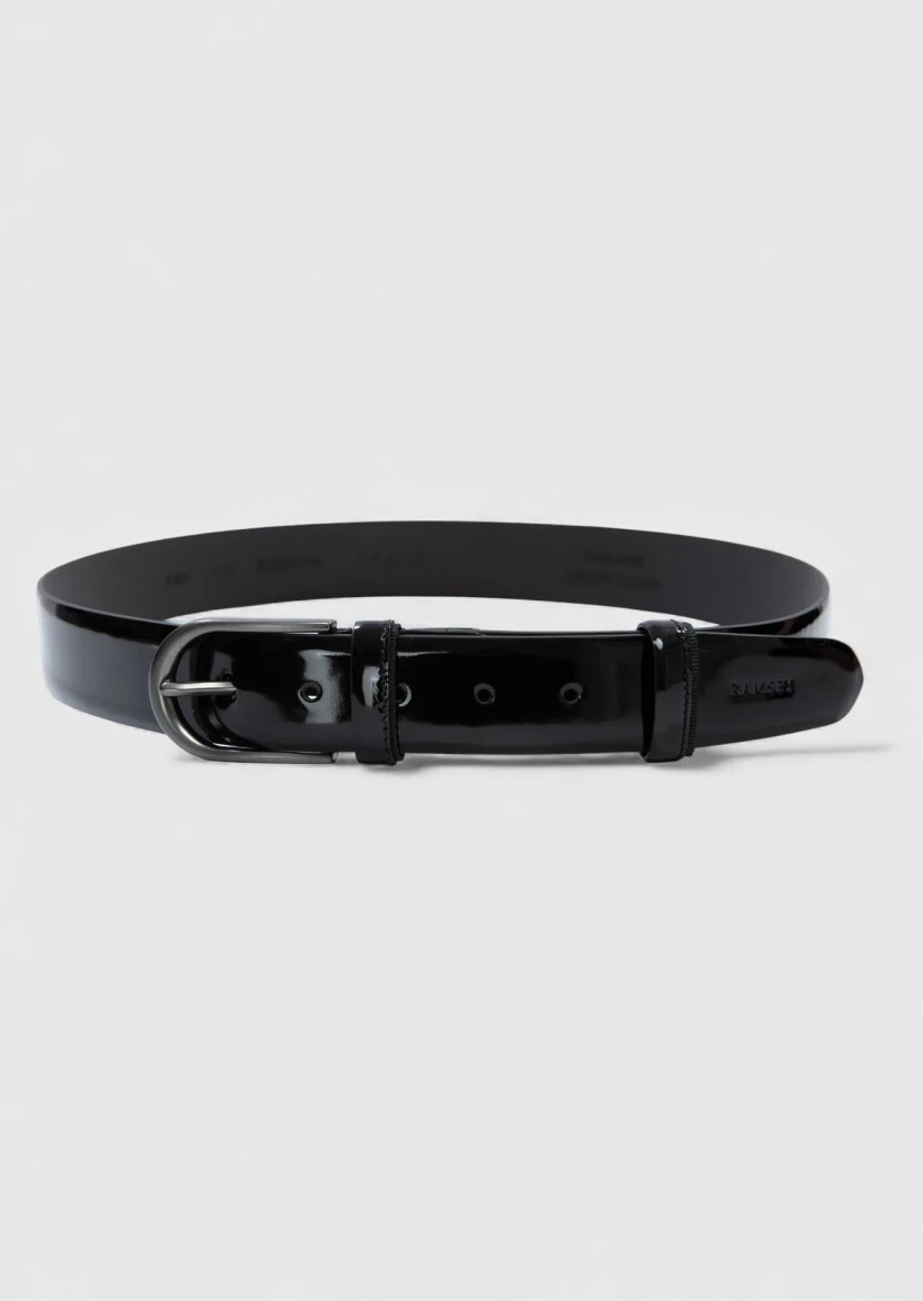 Black Patent Leather Belt - RAMSEY