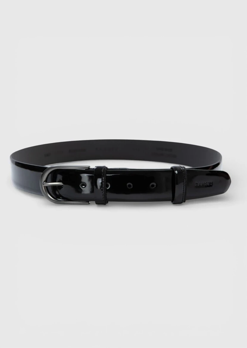 Black Patent Leather Belt - RAMSEY