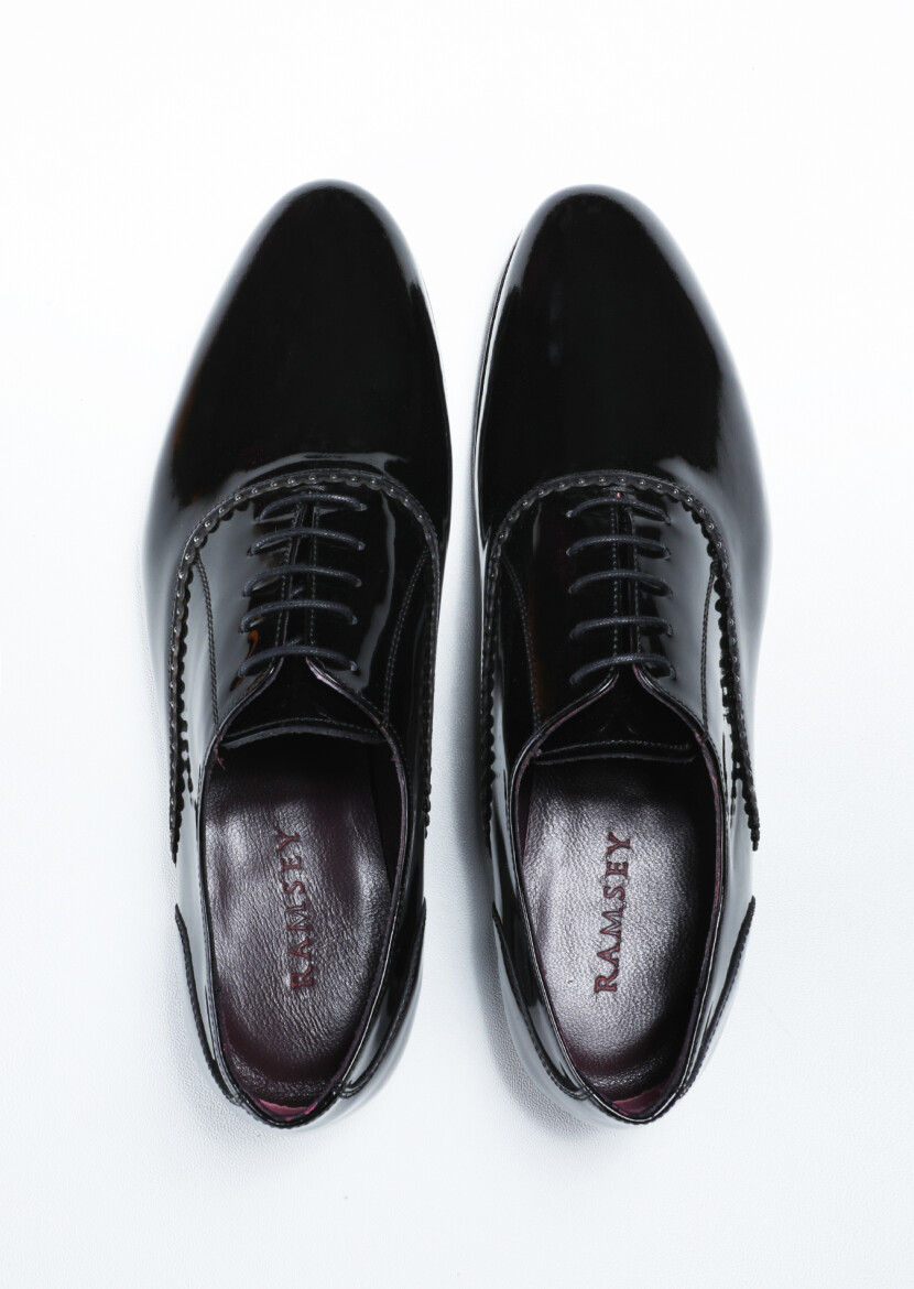 Black Patent Leather Classical Dress Shoes - 5