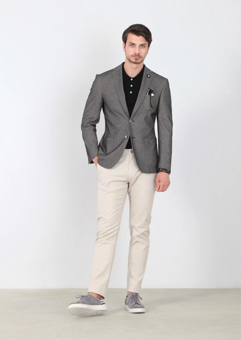 Black Patterned Zeroweight-Slim Fit 100% Cotton Jacket - 1