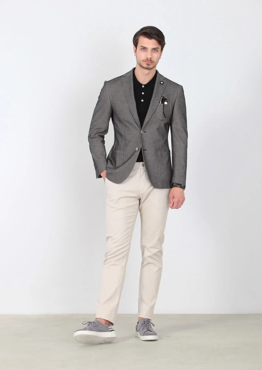 Black Patterned Zeroweight-Slim Fit 100% Cotton Jacket - 1