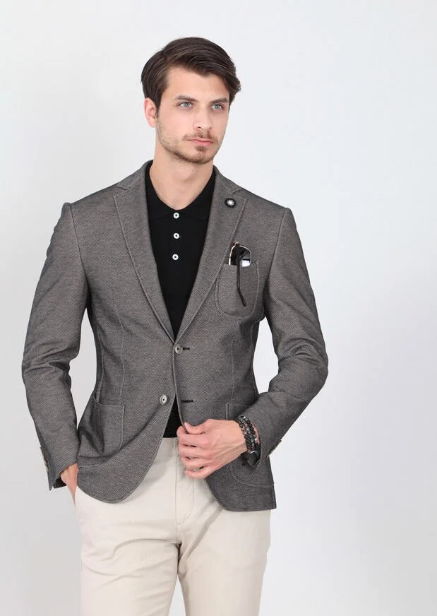 Black Patterned Zeroweight-Slim Fit 100% Cotton Jacket - 2