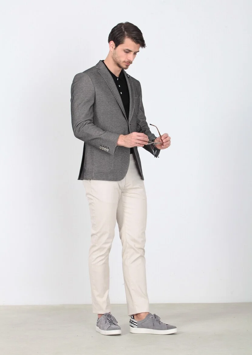 Black Patterned Zeroweight-Slim Fit 100% Cotton Jacket - 3