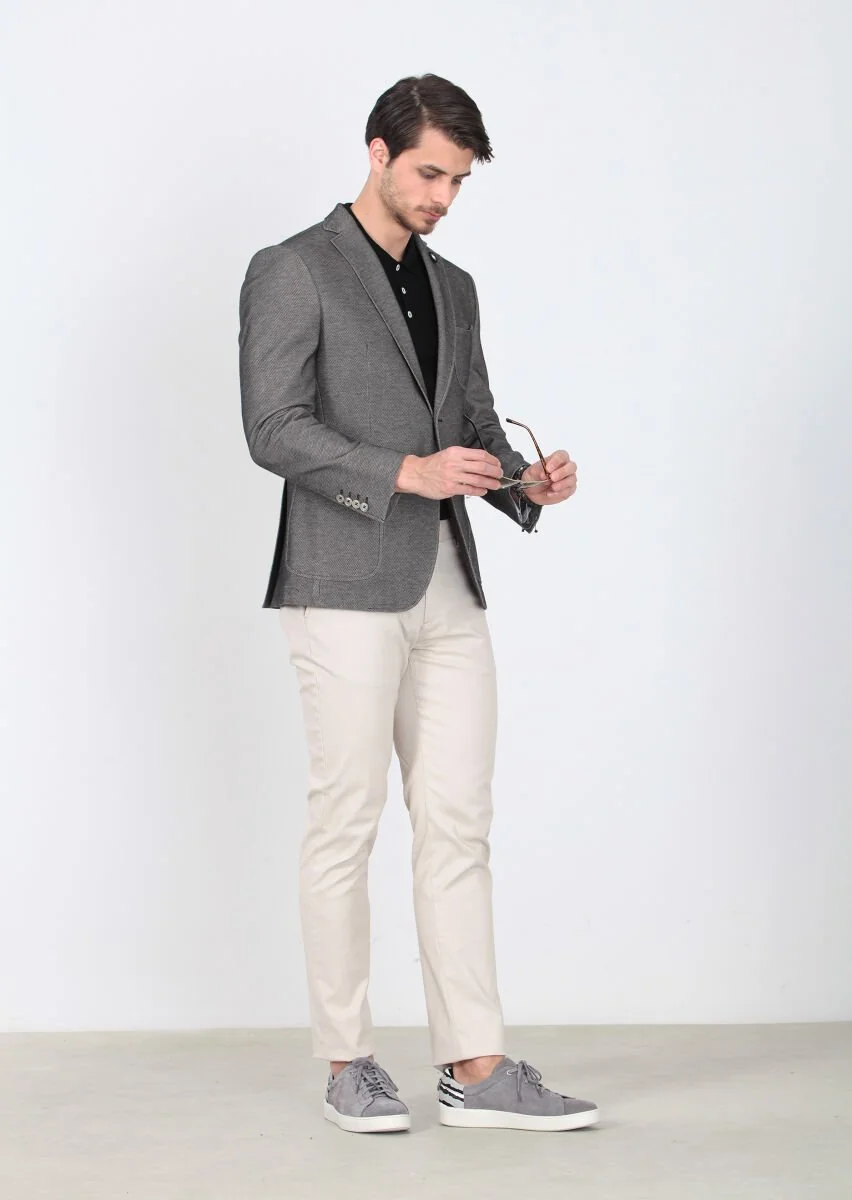 Black Patterned Zeroweight-Slim Fit 100% Cotton Jacket - 3