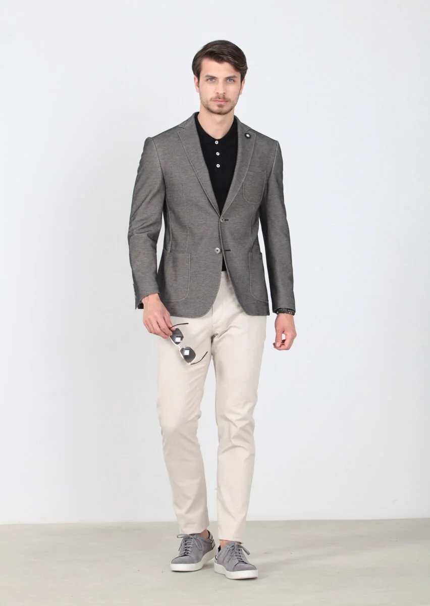 Black Patterned Zeroweight-Slim Fit 100% Cotton Jacket - 4