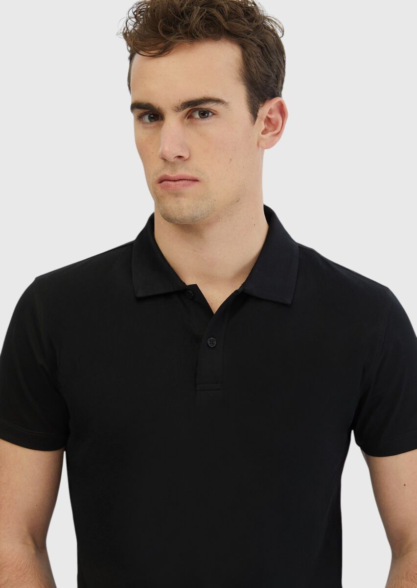 Black Plain 100% Cotton T-Shirt - 3