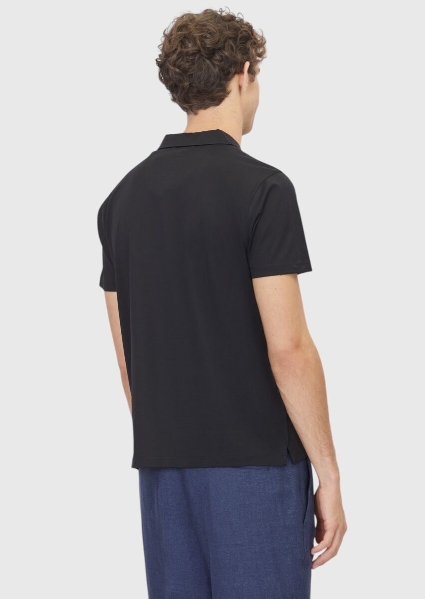 Black Plain 100% Cotton T-Shirt - 4