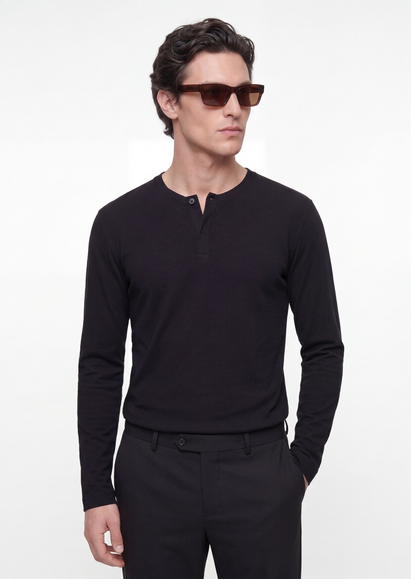 Black Plain 100% Cotton T-Shirt - RAMSEY