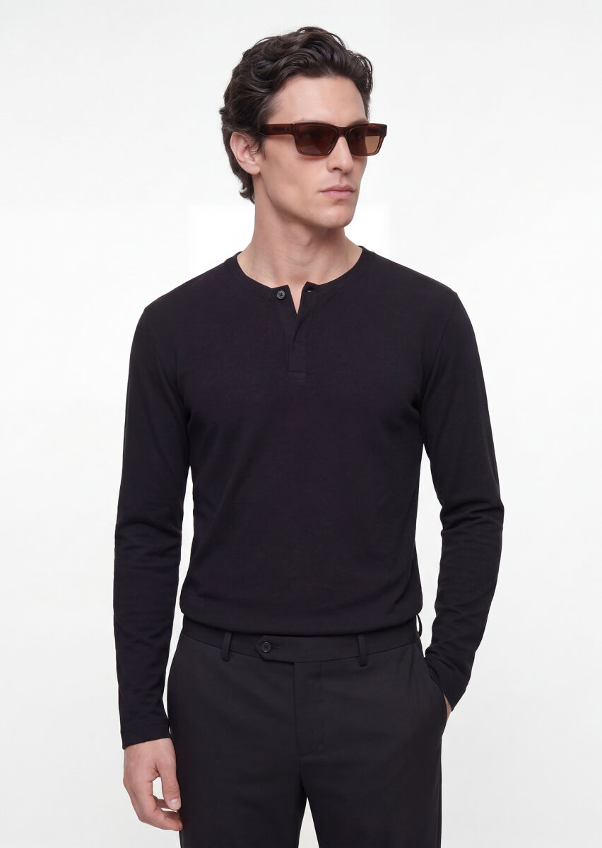 Black Plain 100% Cotton T-Shirt - 2