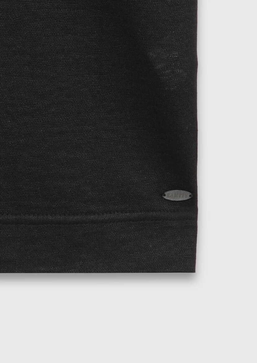 Black Plain 100% Linen T-Shirt - 7