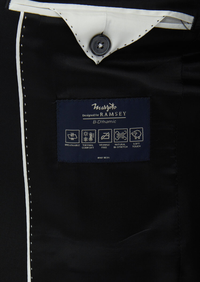 Black Plain 100% Wool Suit - 6