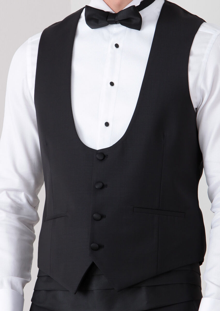 Black Plain Classical Waistcoat - 3