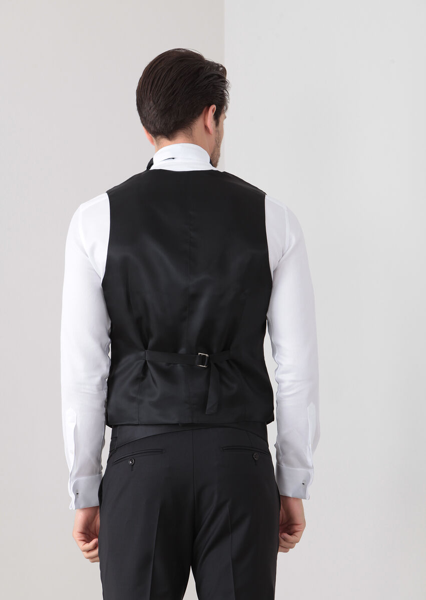 Black Plain Classical Waistcoat - 4