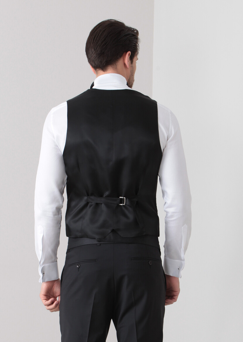 Black Plain Classical Waistcoat - 4