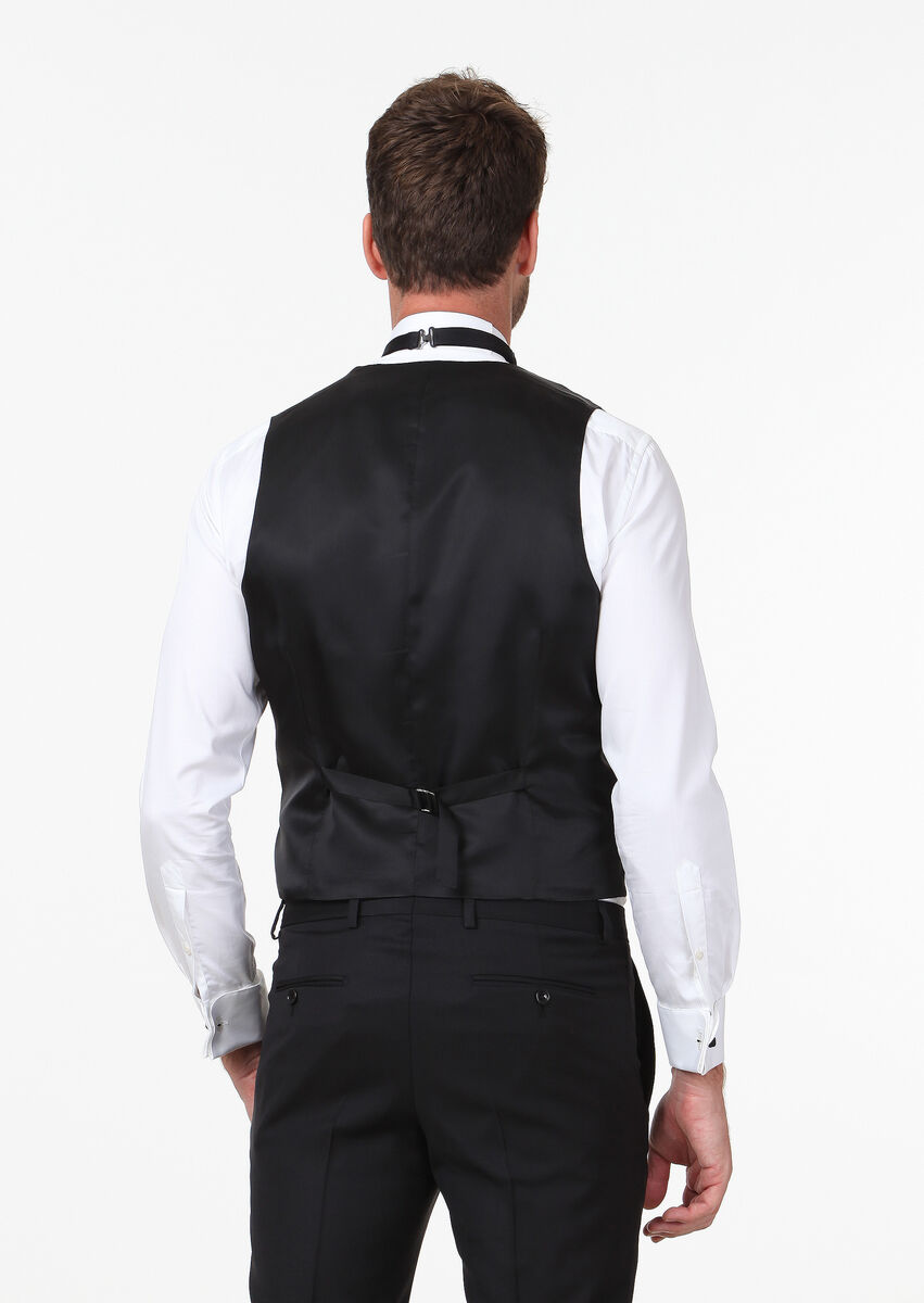 Black Plain Classical Waistcoat - 5