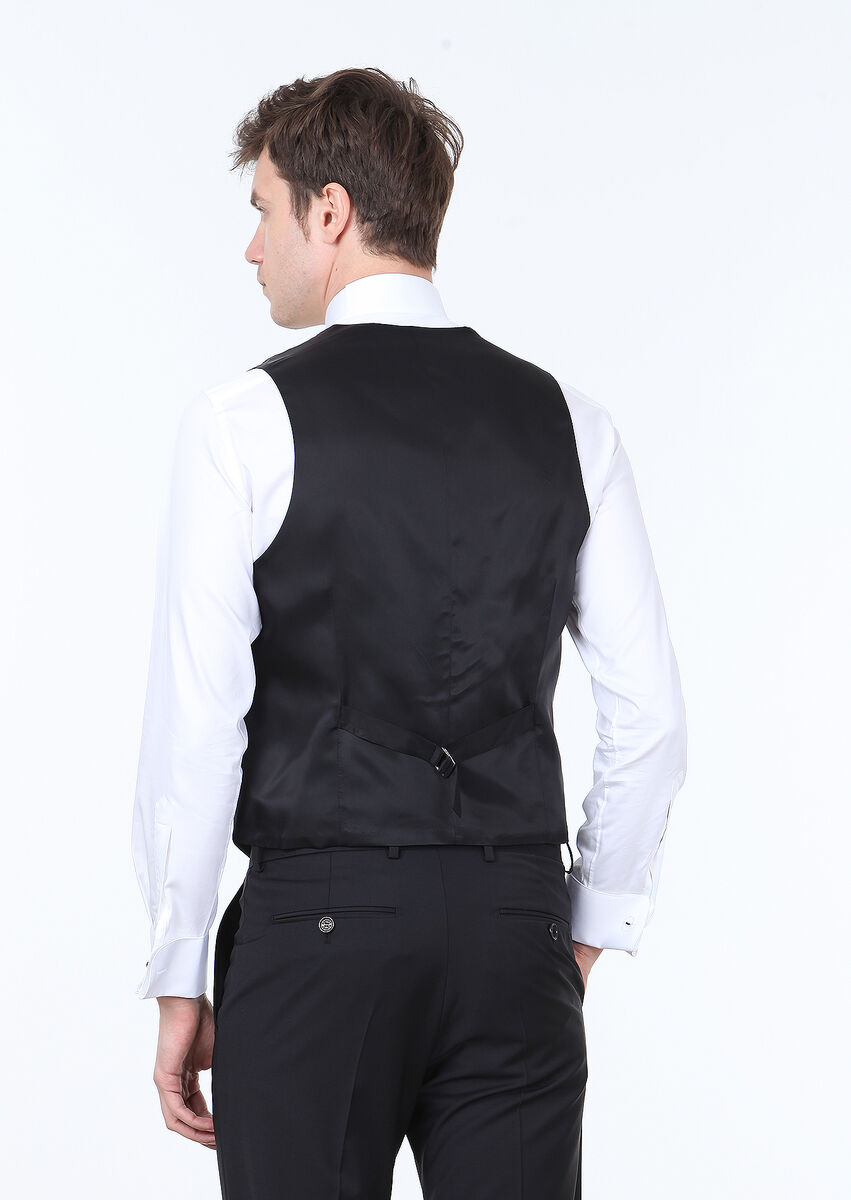 Black Plain Classical Waistcoat - 4