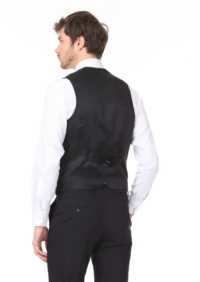 Black Plain Classical Waistcoat - 4