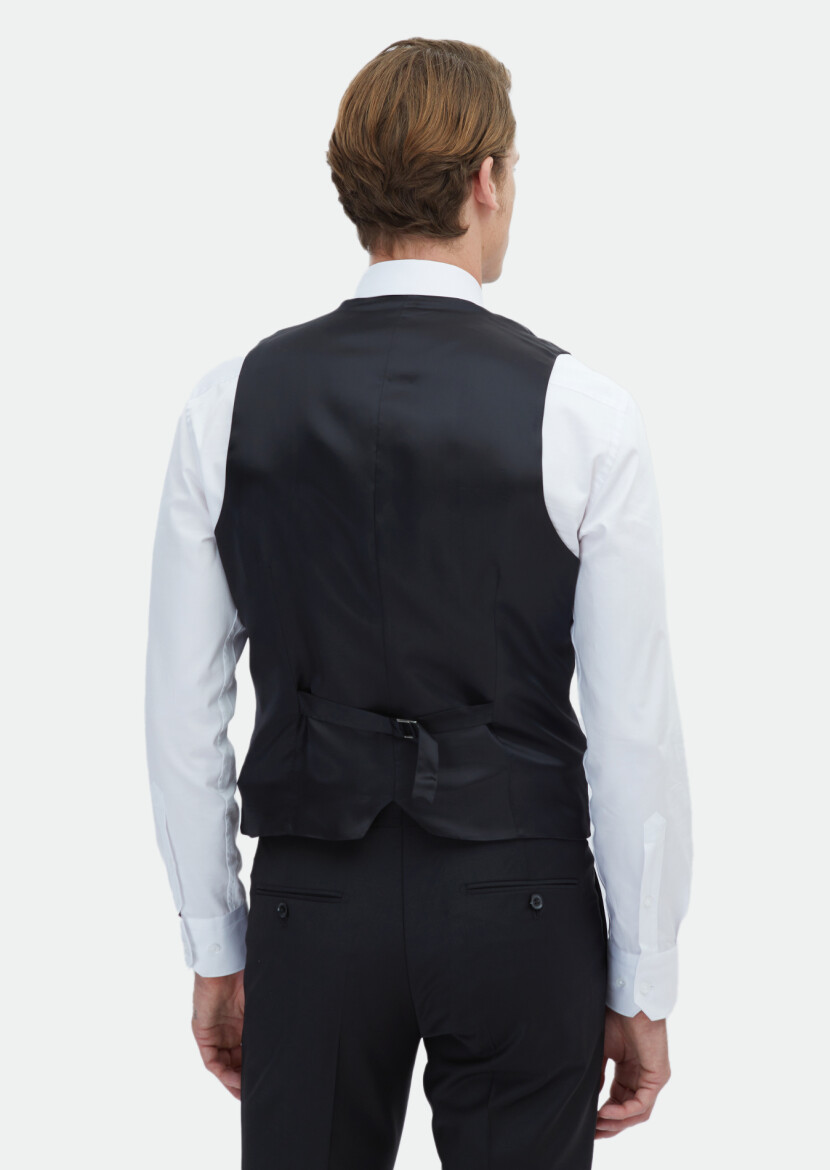 Black Plain Classical Waistcoat - 6