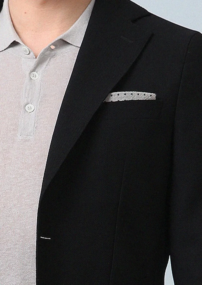 Black Plain Comfort Fit 100% Wool Jacket - 3