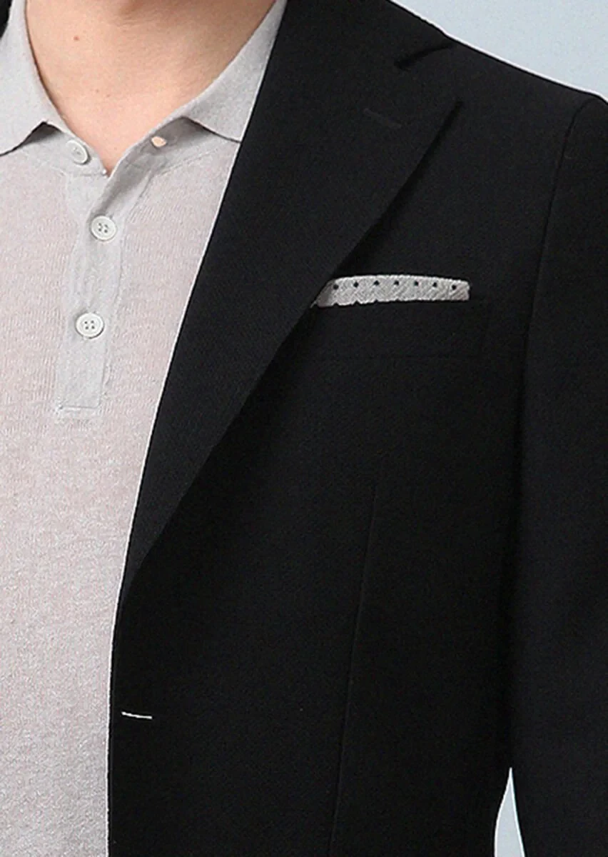 Black Plain Comfort Fit 100% Wool Jacket - 3
