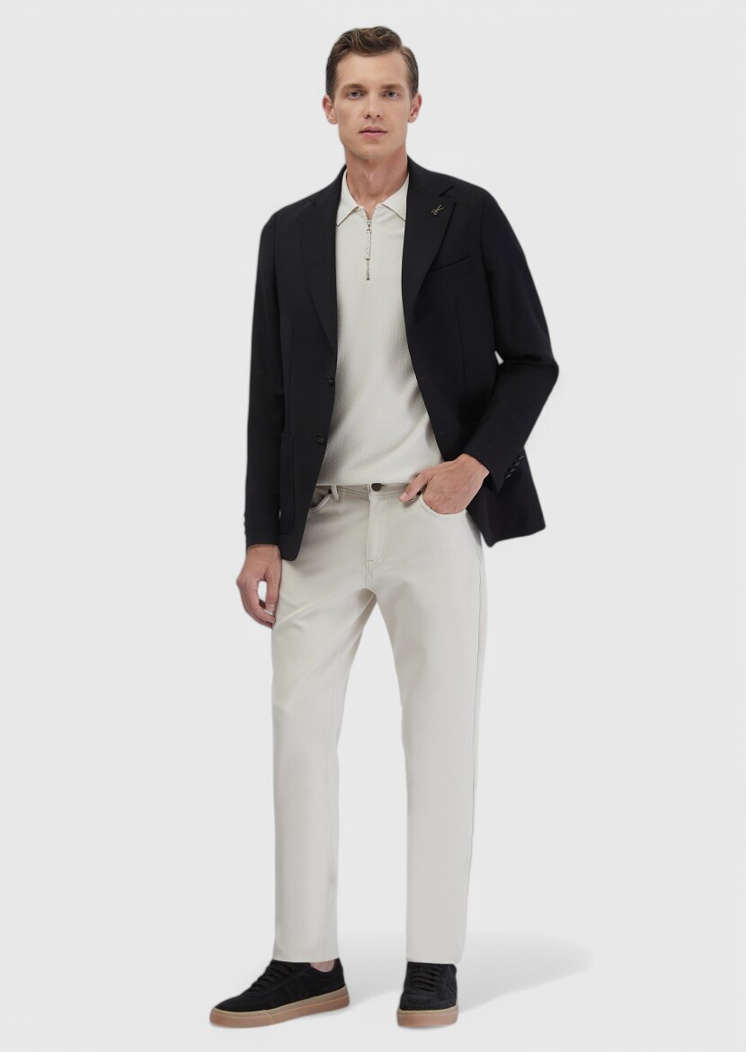 Black Plain Comfort Fit 100% Wool Jacket - 2