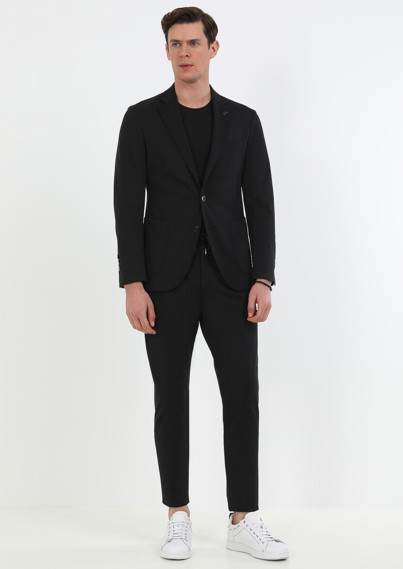 Black Plain Comfort Fit Suit - 1