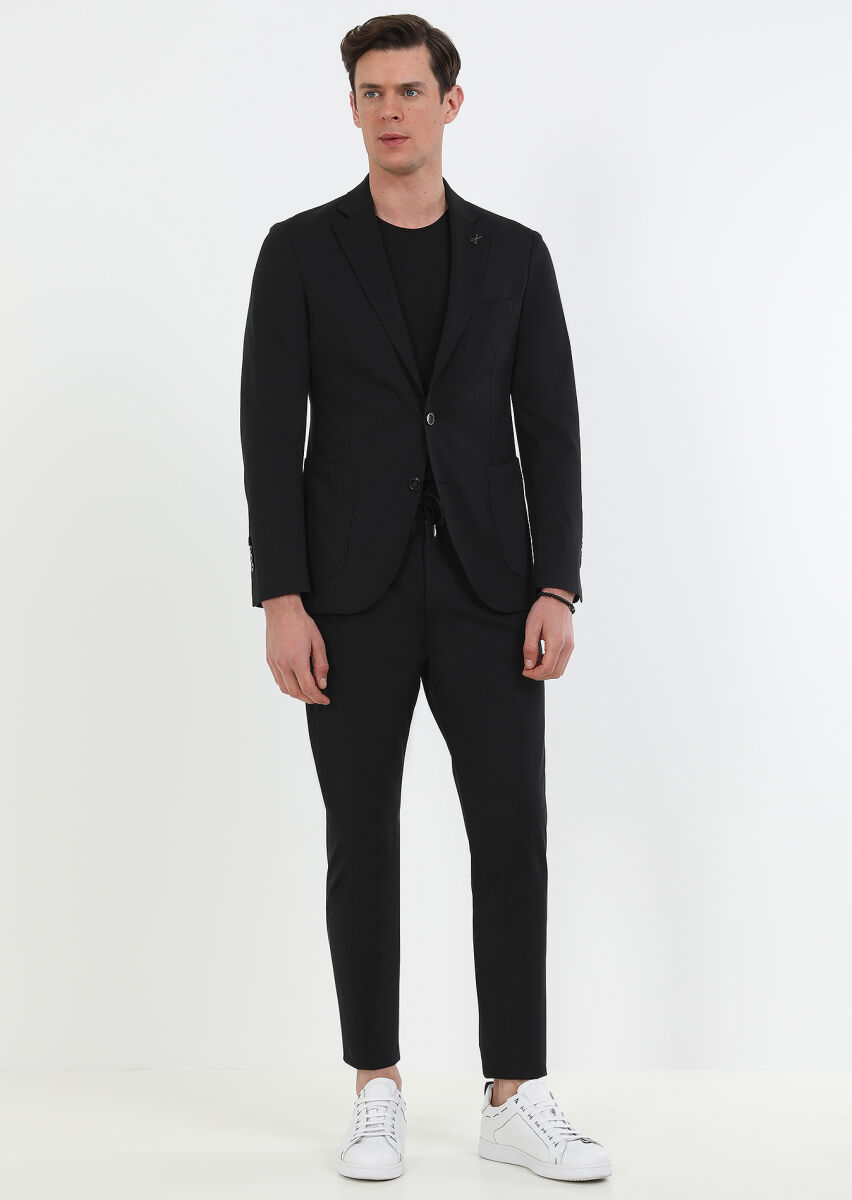 Black Plain Comfort Fit Suit - 1