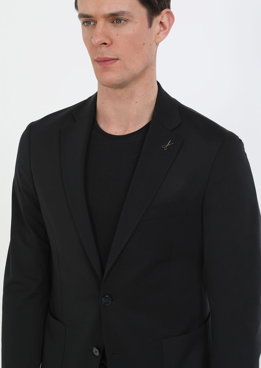Black Plain Comfort Fit Suit - 3
