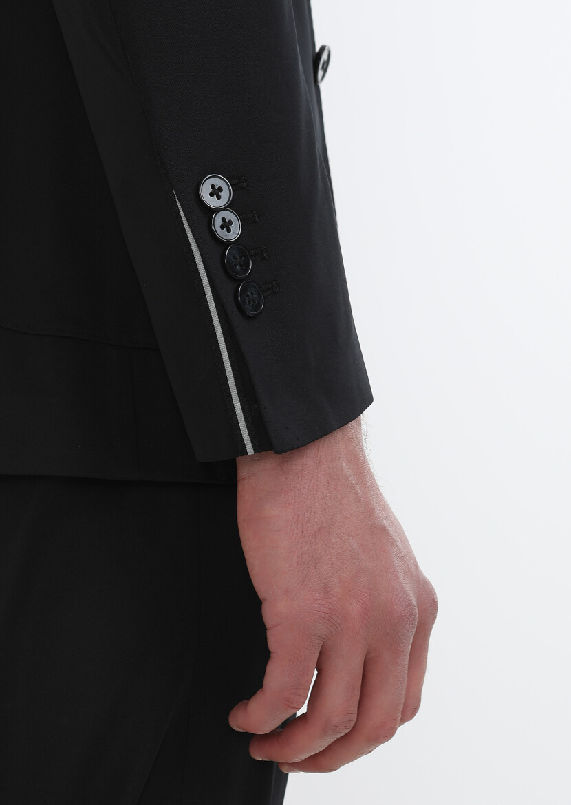 Black Plain Comfort Fit Suit - 5